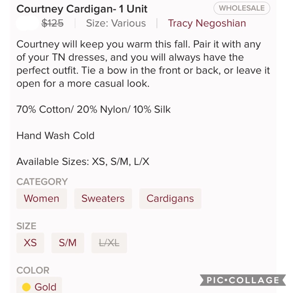 Boutique-Tracy Negoshian Courtney cardigan camel - Picture 4 of 4